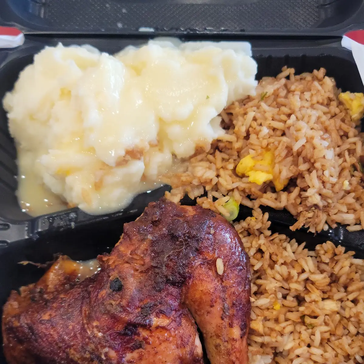 Dark Meat with Chicken Fried Rice and Mashed Potatoes