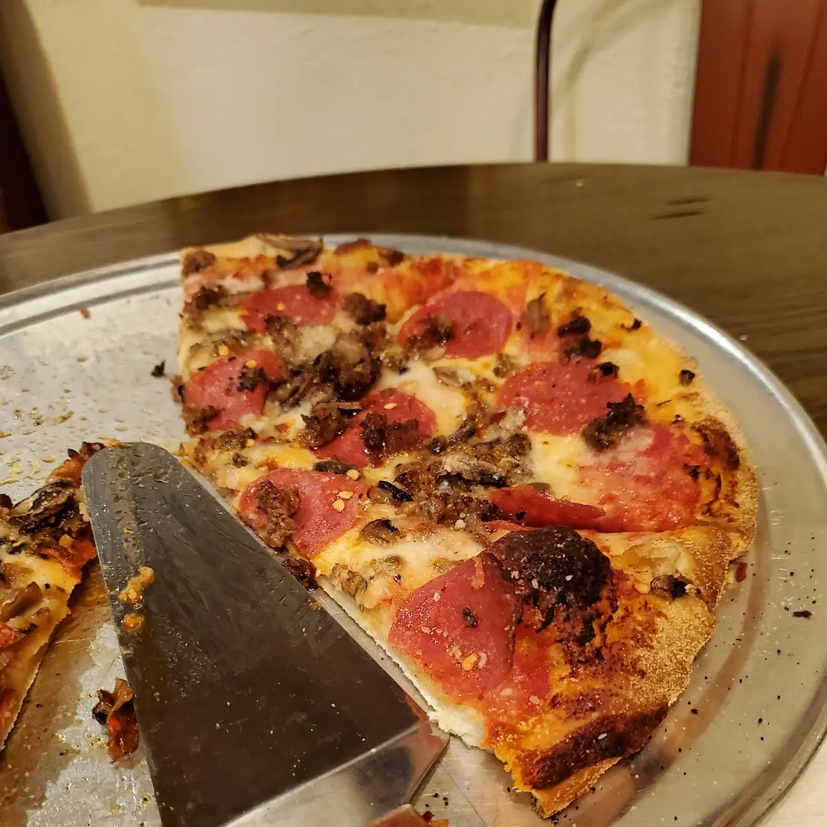 Pepperoni Sausage and Mushroom Pizza