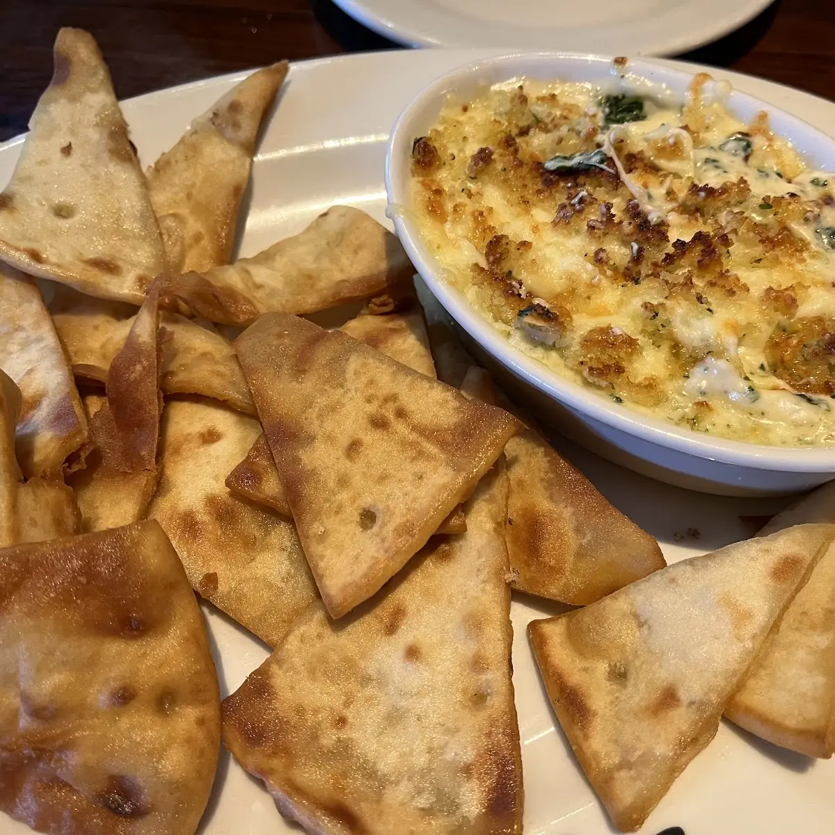 Parmesan Crusted Spinach Dip with Pita Chips