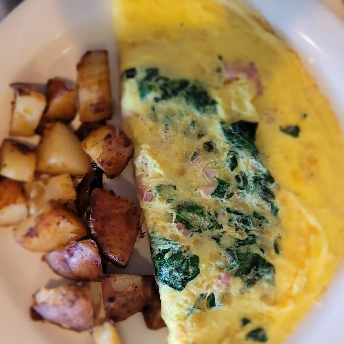 Omelette with Ham Spinach and Cheddar Cheese