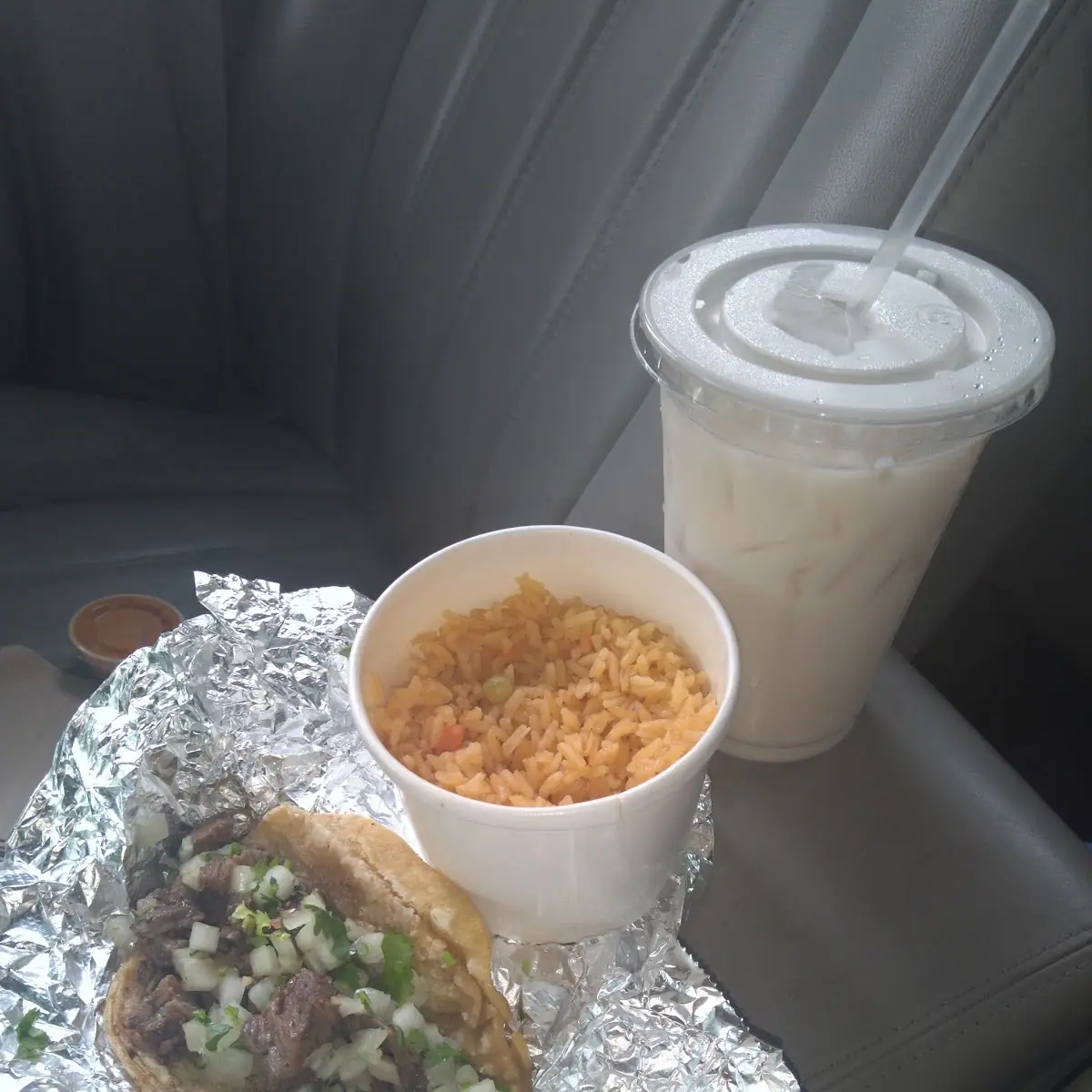 Steak Taco and Mexican Rice