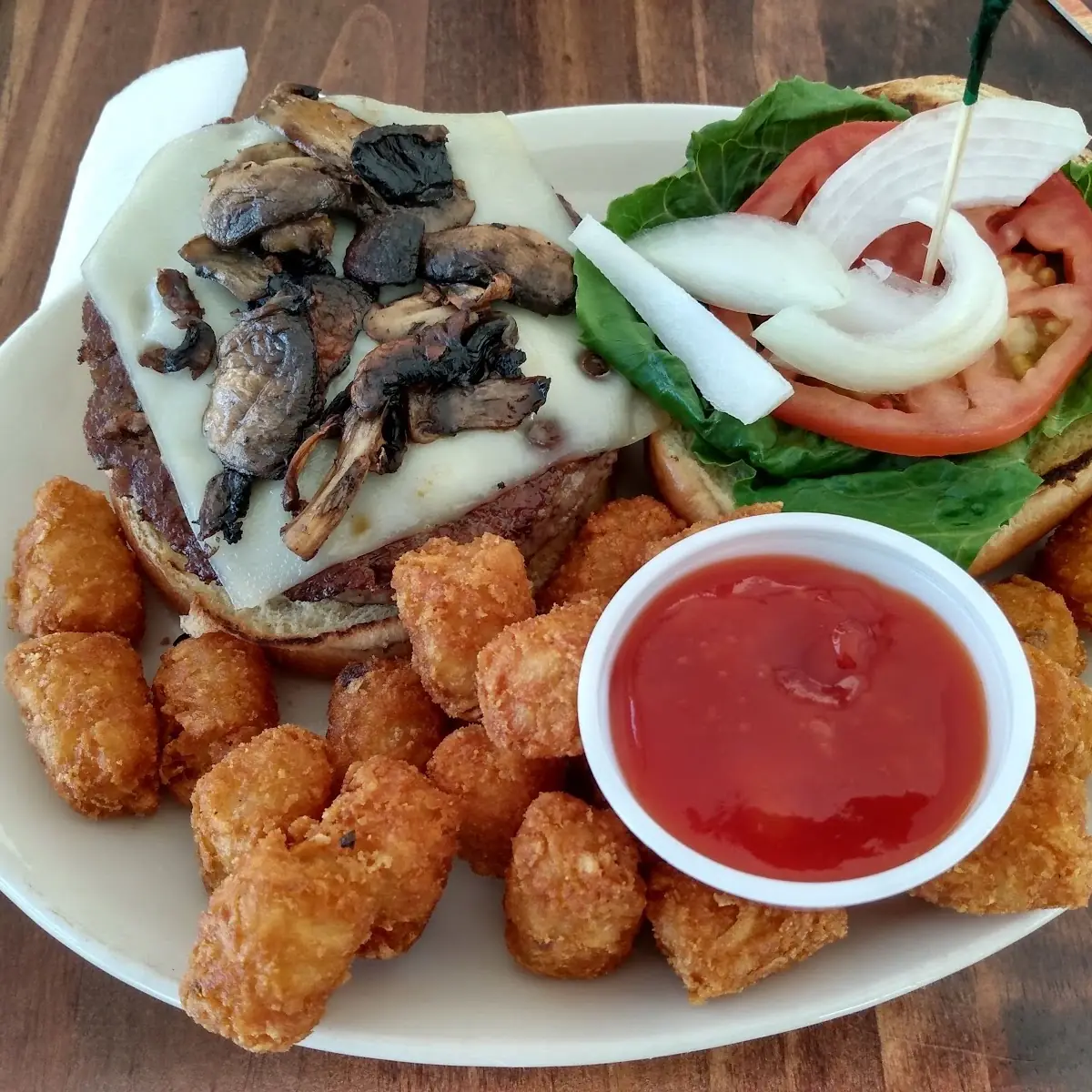 Mushroom and Swiss Cheese Burger