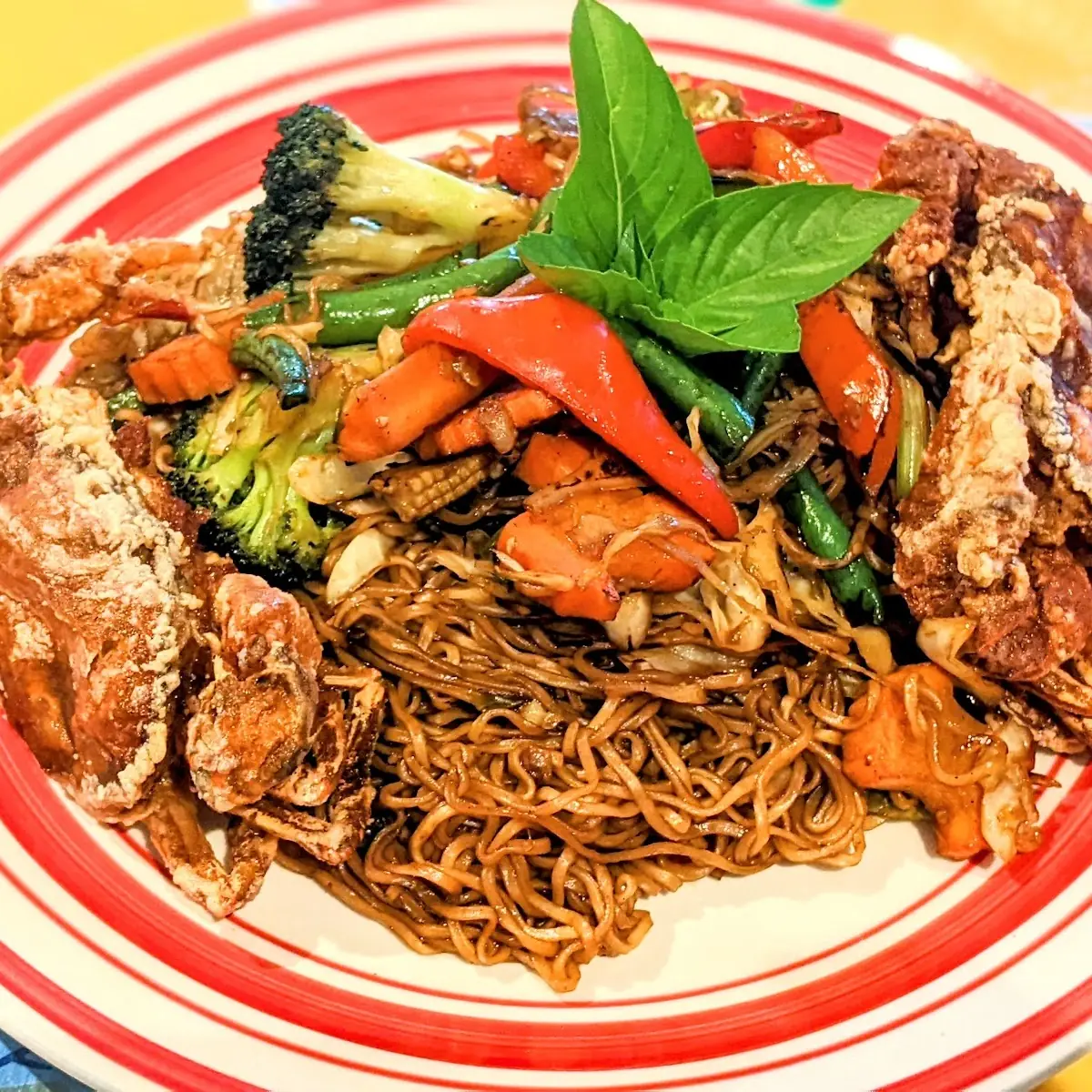 Papa Noodles with Soft Shell Crab
