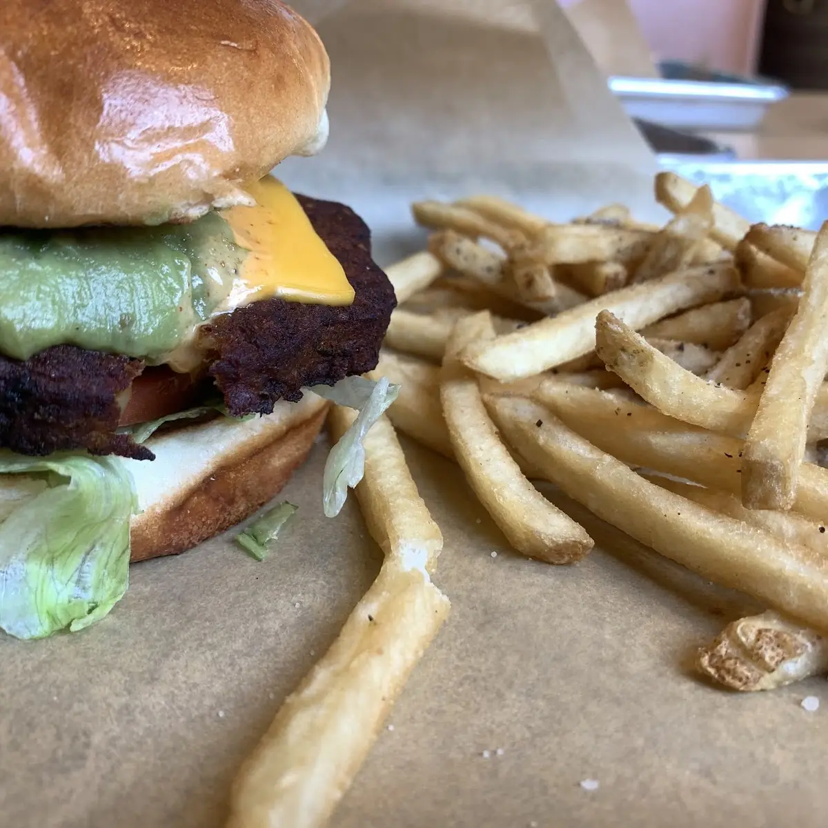 Black Bean Burger and Fries