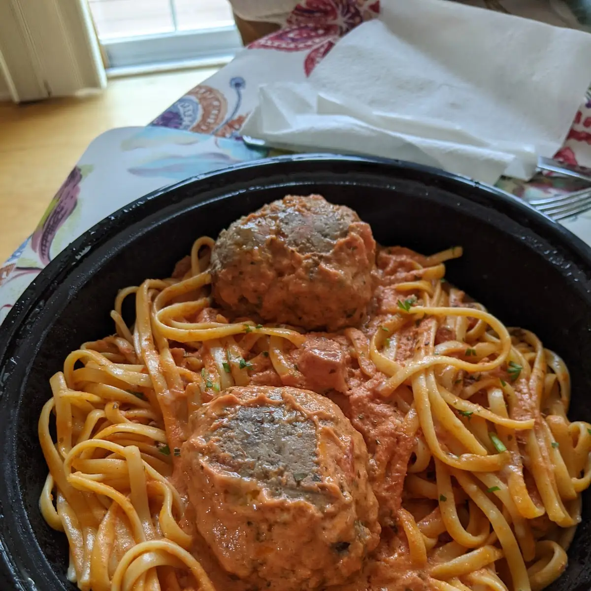 Linguine Meatballs and Vodka Sauce