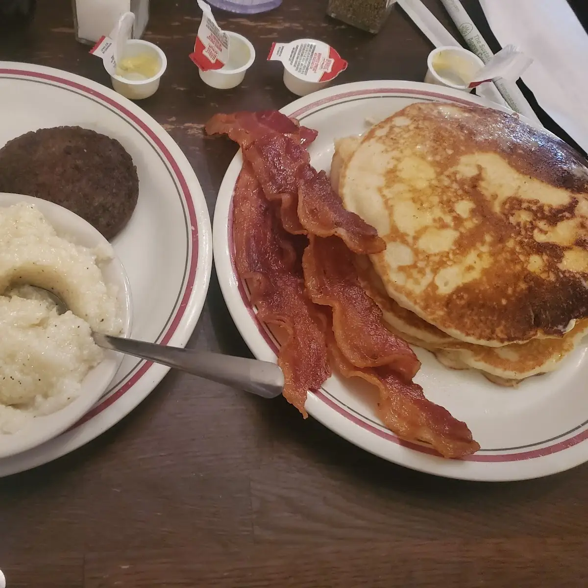 Pancake Served with Sausage Patty