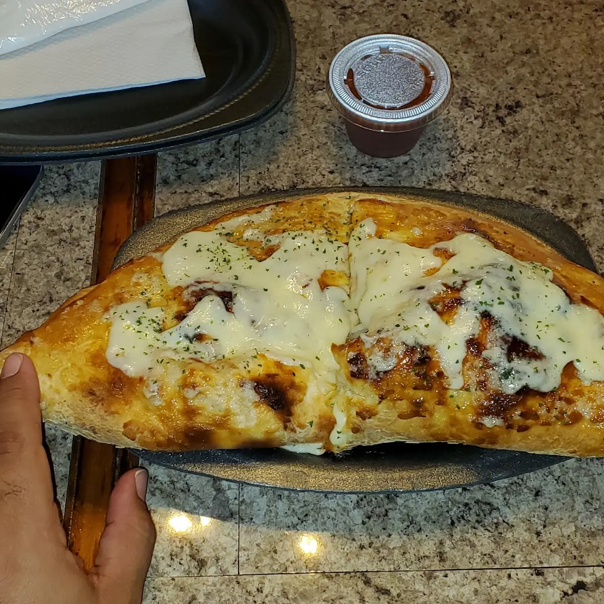 Calzone Supreme Wet with Cheese on Top