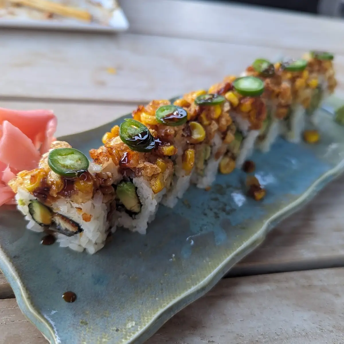Tiger Roll Eel Avocado Corn Tempura