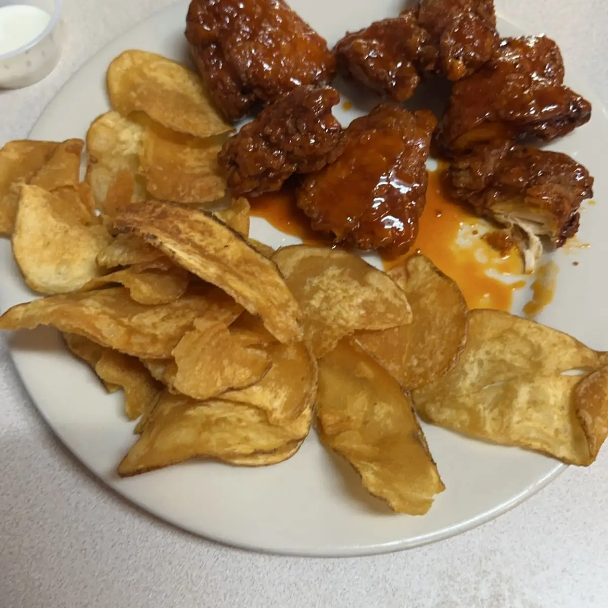 Sweet Hot Chicken Wings with Homemade Chips