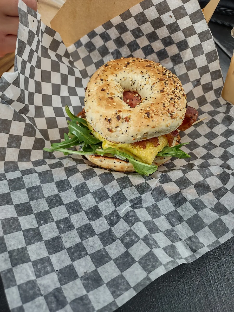 Bagel Egg and Bacon Burger