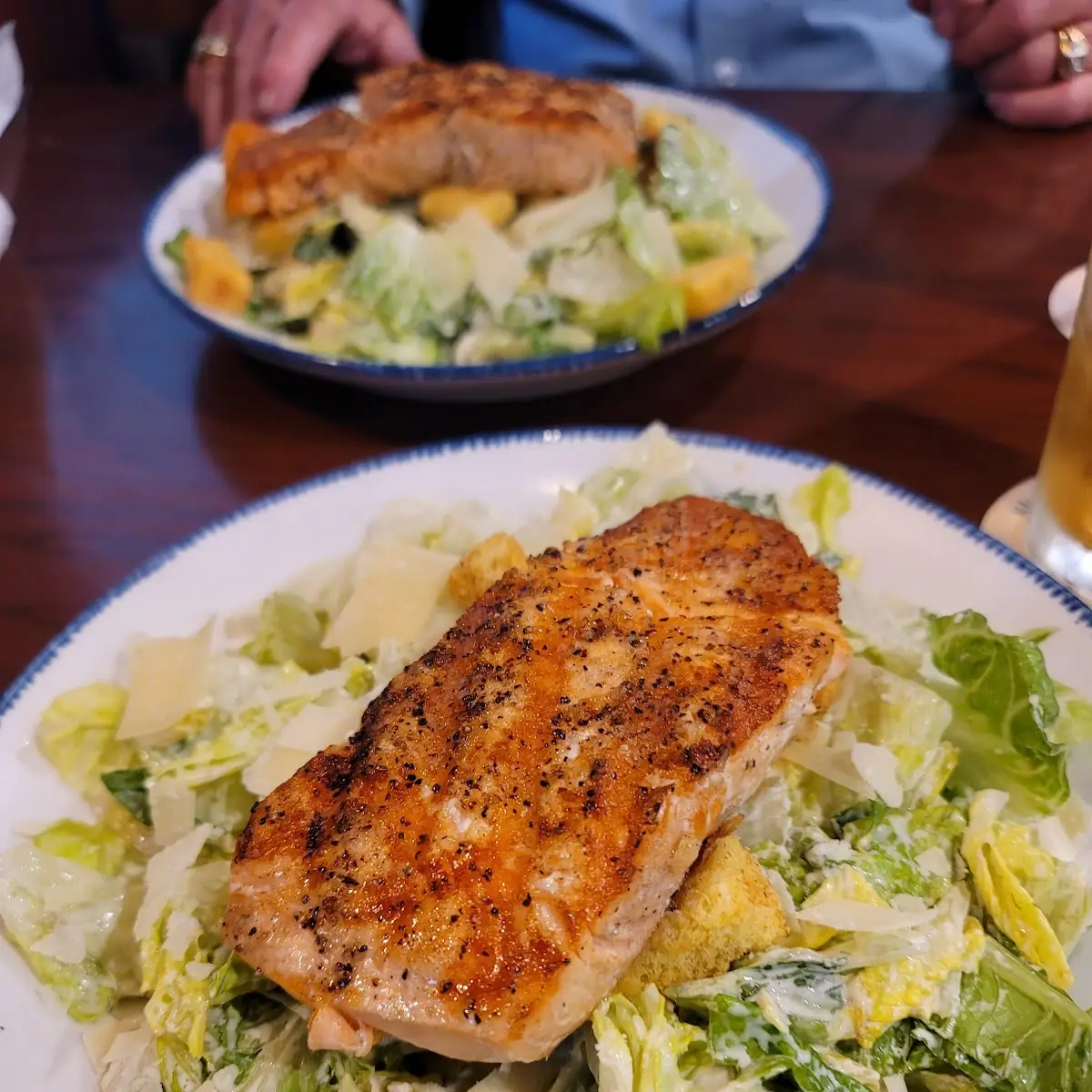 Classic Caesar Salad with Grilled Salmon