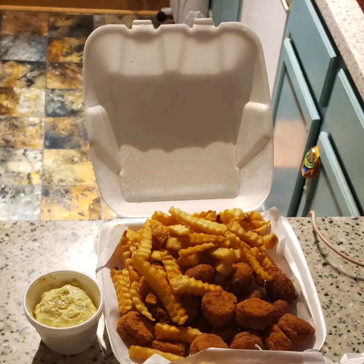 Fried Catfish and Scallop Dinner