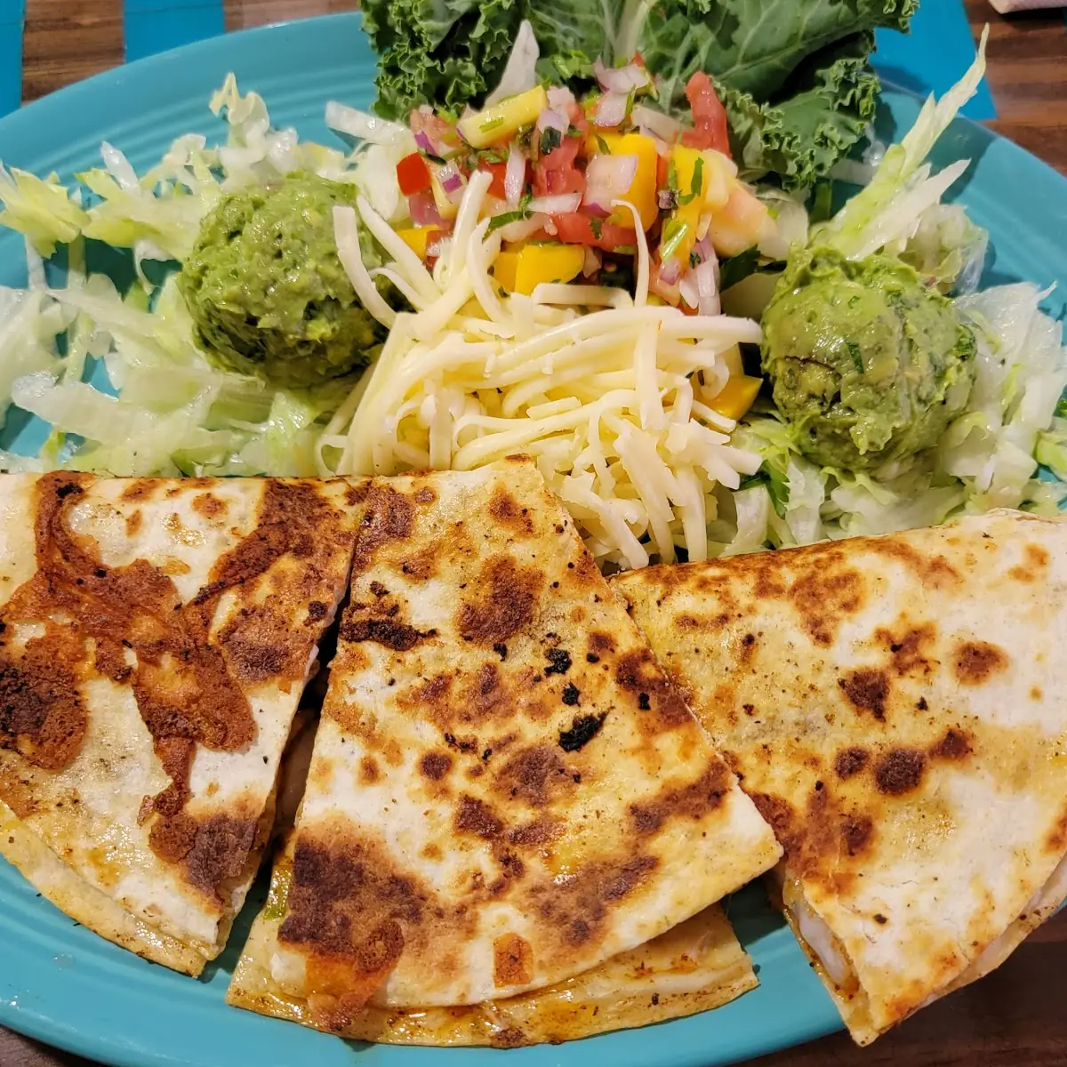 Shrimp Quesadilla with Guacamole Salad