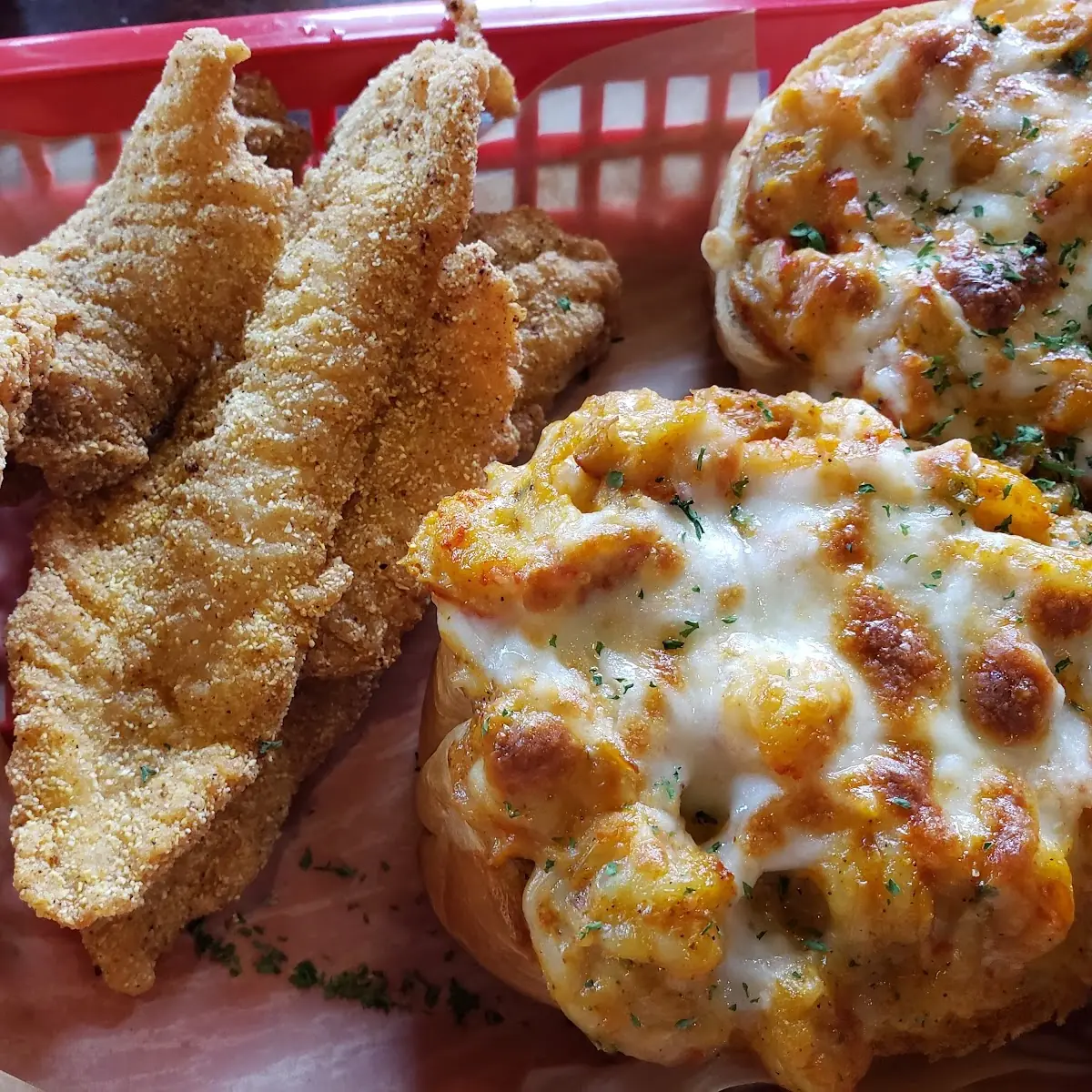 Crawfish Bread with Catfish Fillet