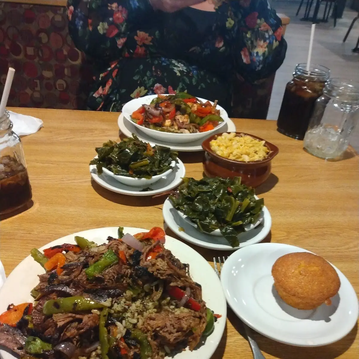 Mac and Cheese Collard Greens and Cornbread