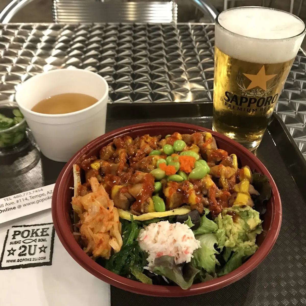 Miso Soup and Sapporo Beer