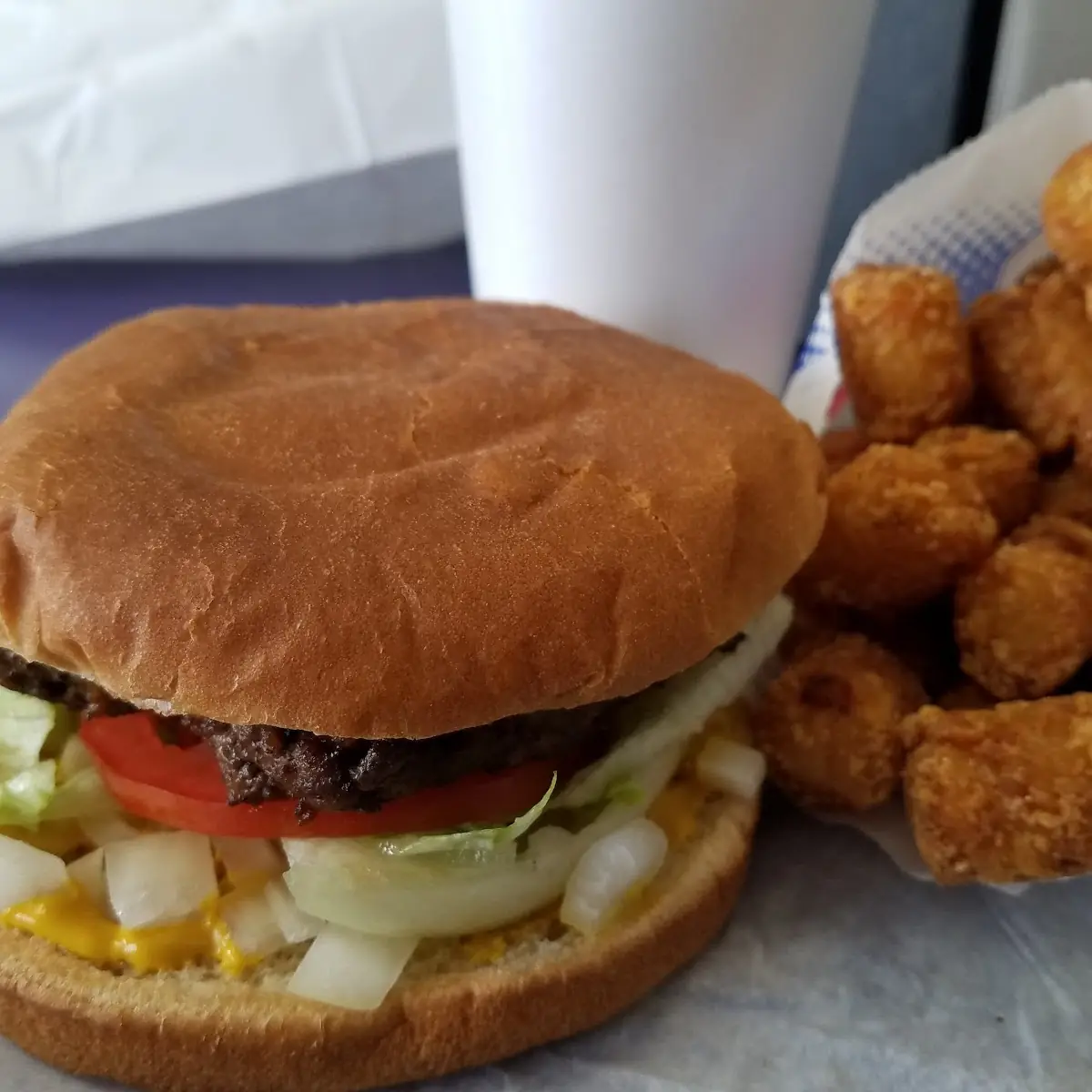 Cheese Burger with Tots