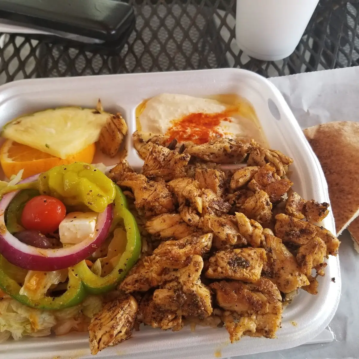 Chicken Kabob Plate with Salad