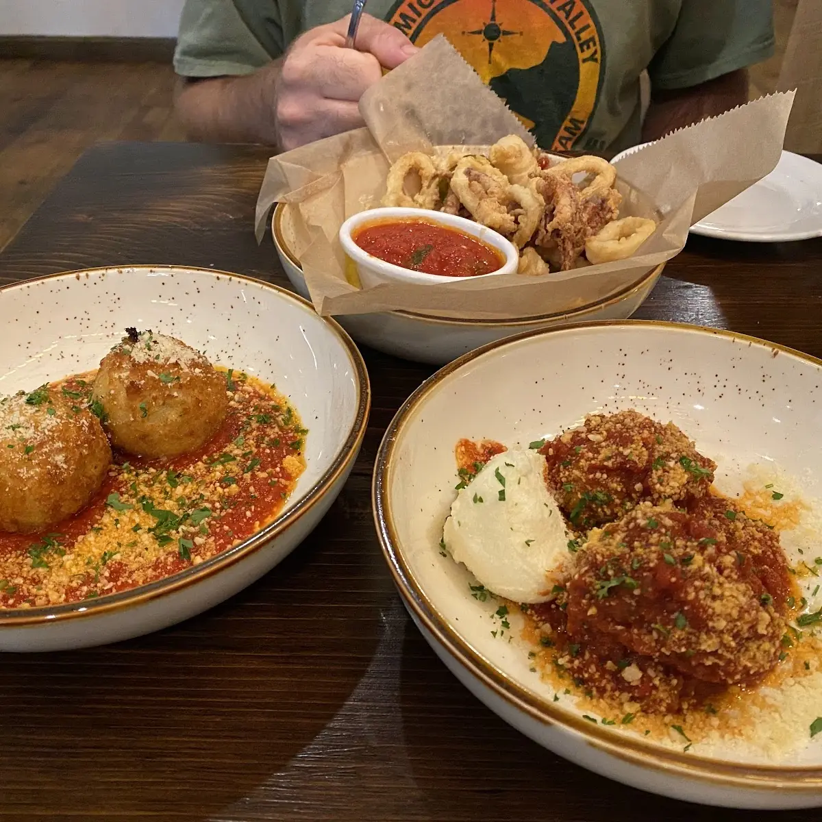 Fried Calamari and Meatballs