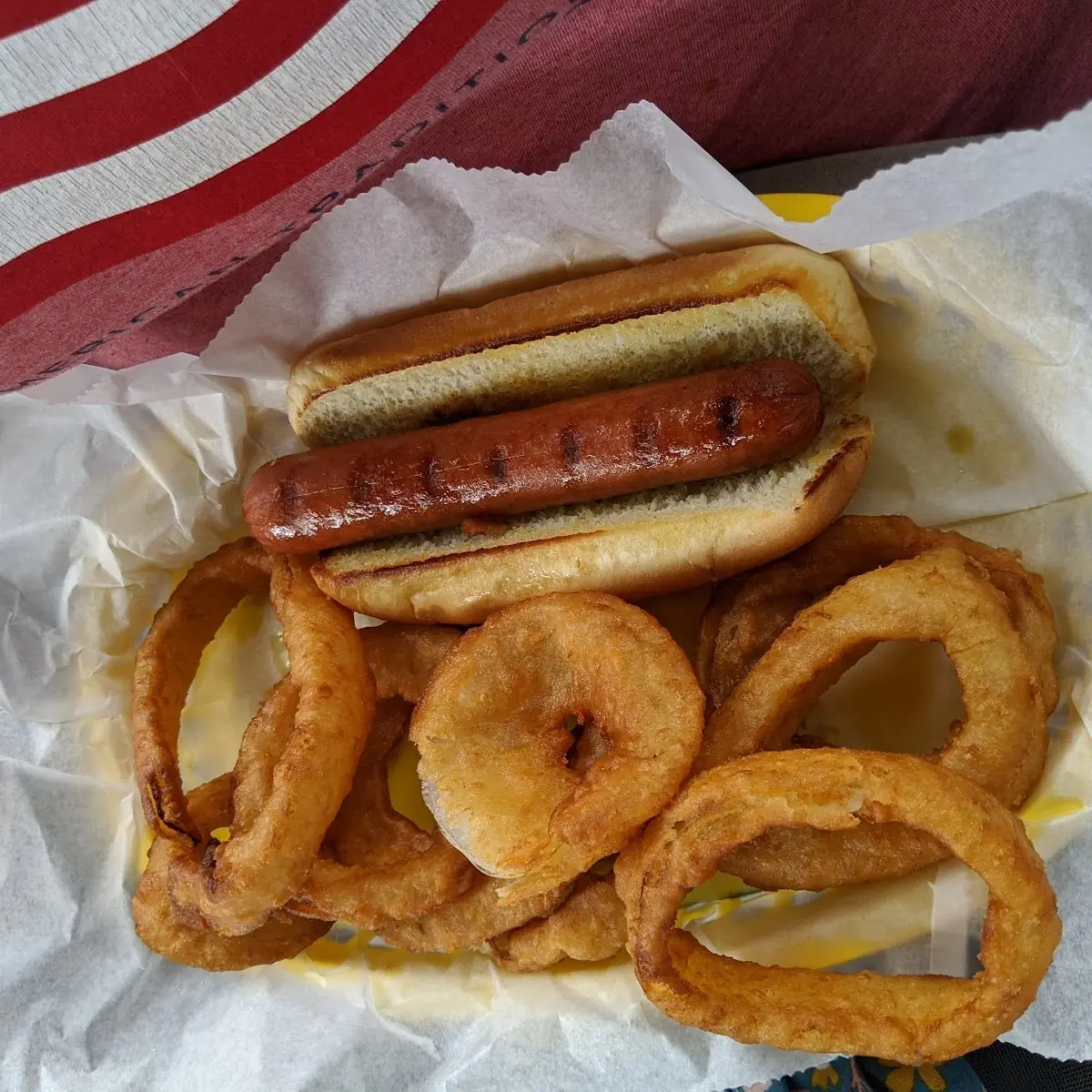 Hotdog and Onion Rings