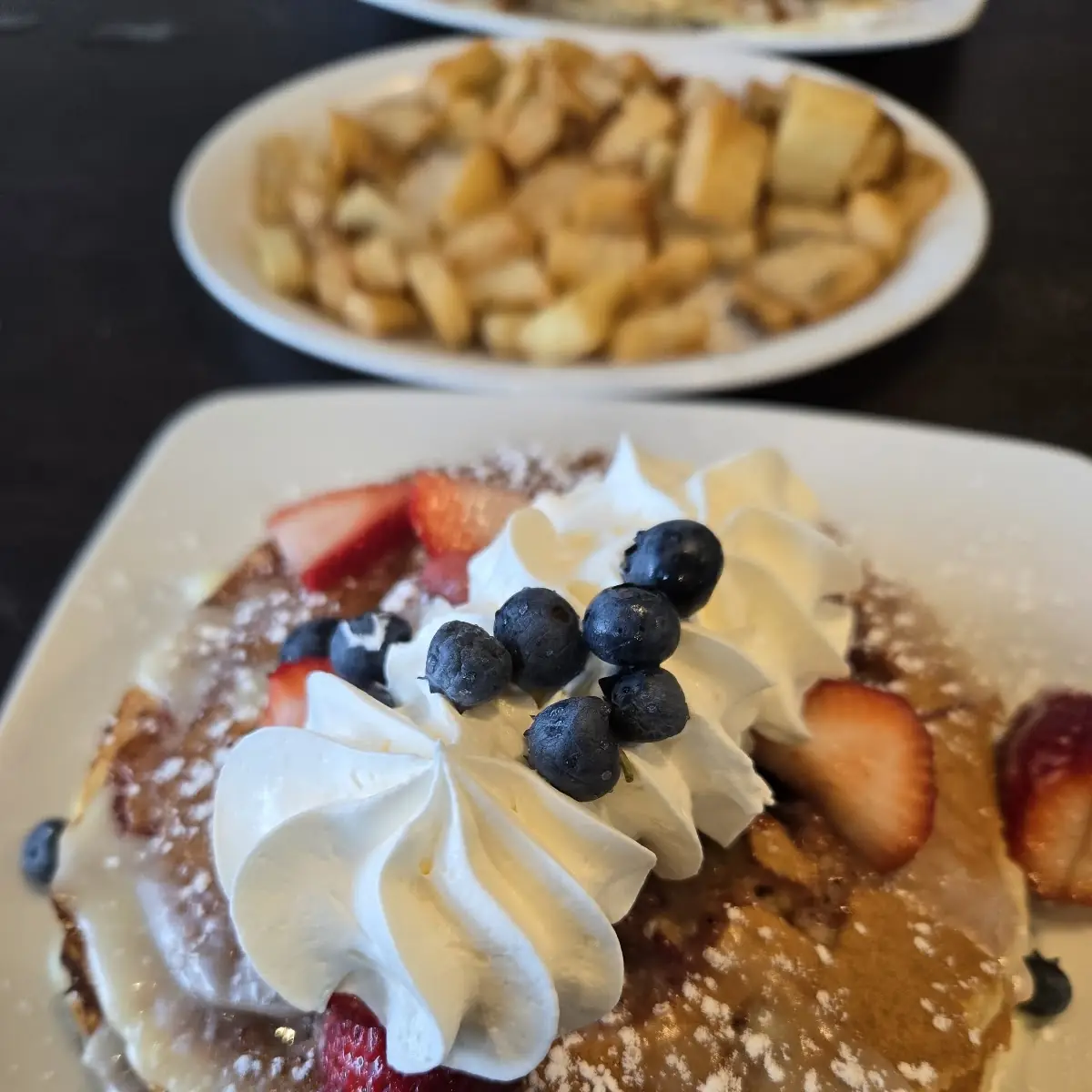 Strawberry Cheesecake Pancakes, Stacked Pancake & Breakfast House