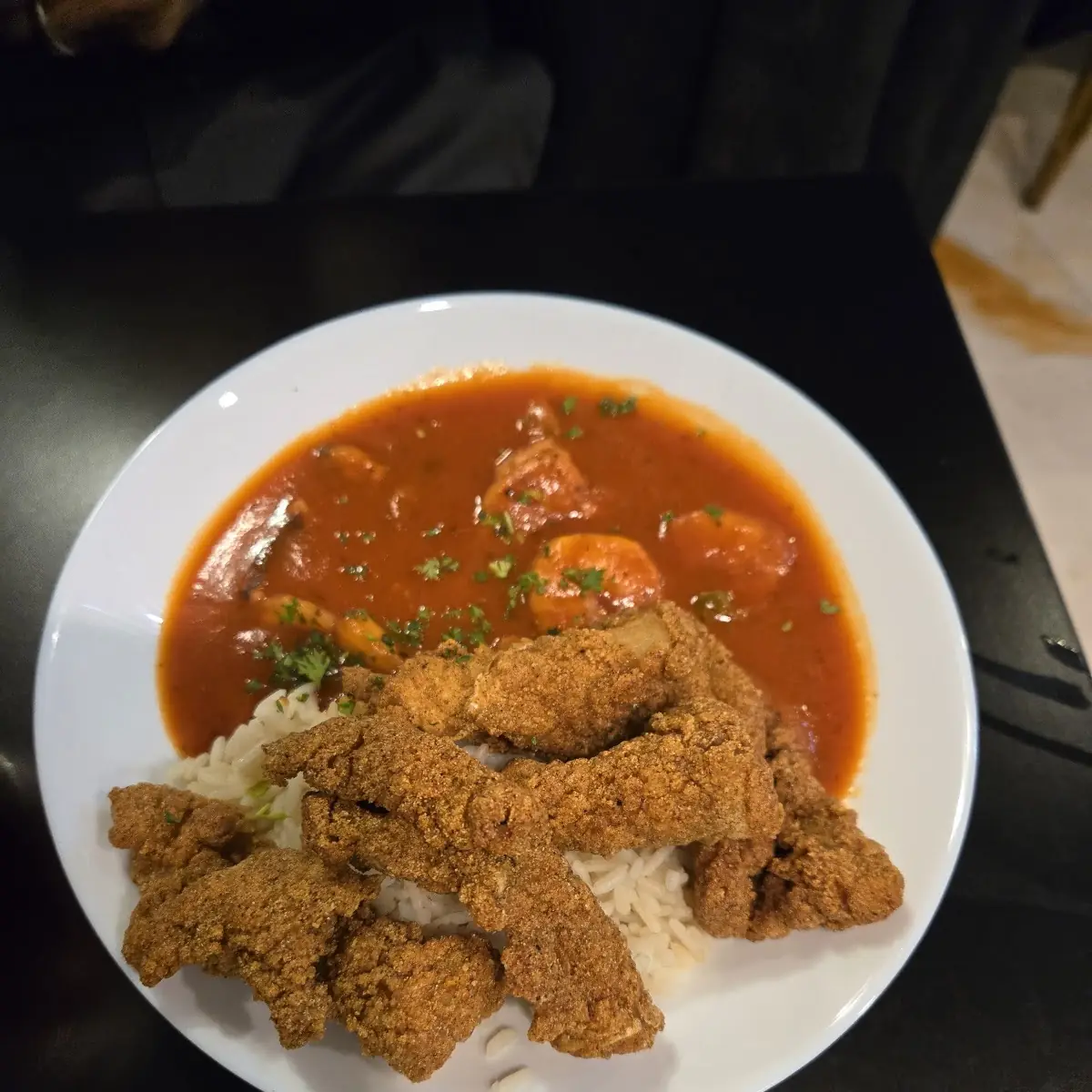 Creole Fried Catfish Etouffee
