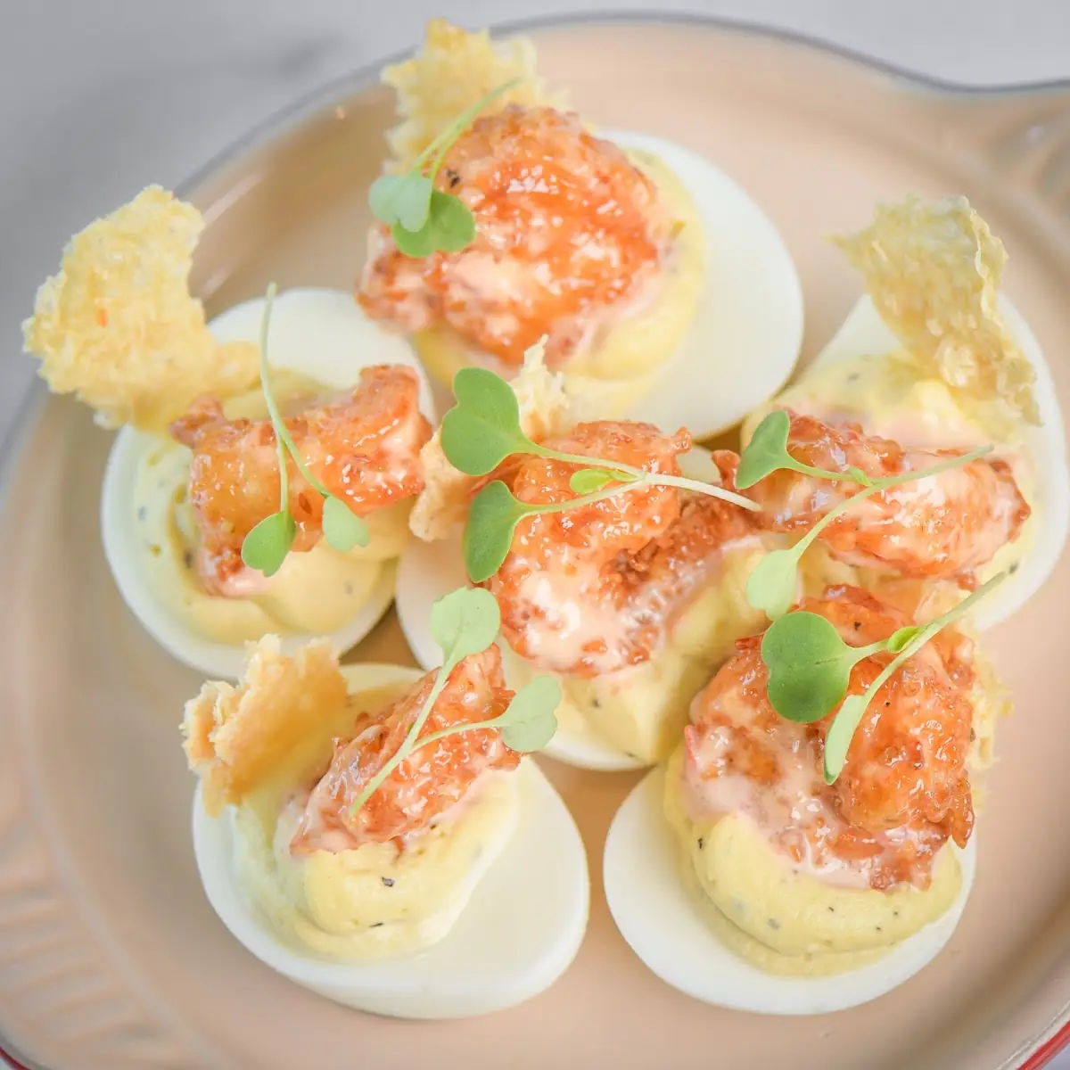Crispy Shrimp Deviled Eggs
