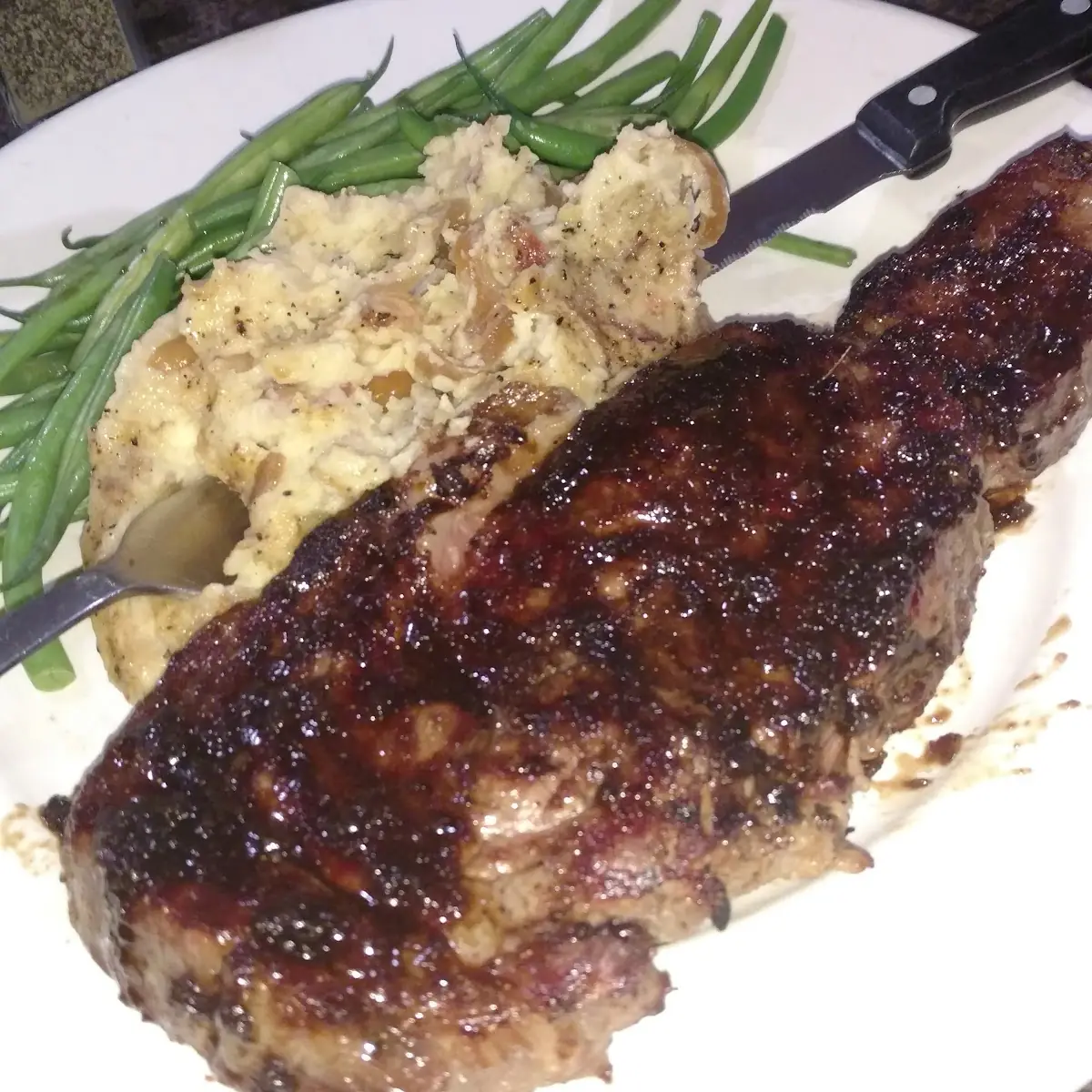 Bacon Mashed Potatoes and Green Beans