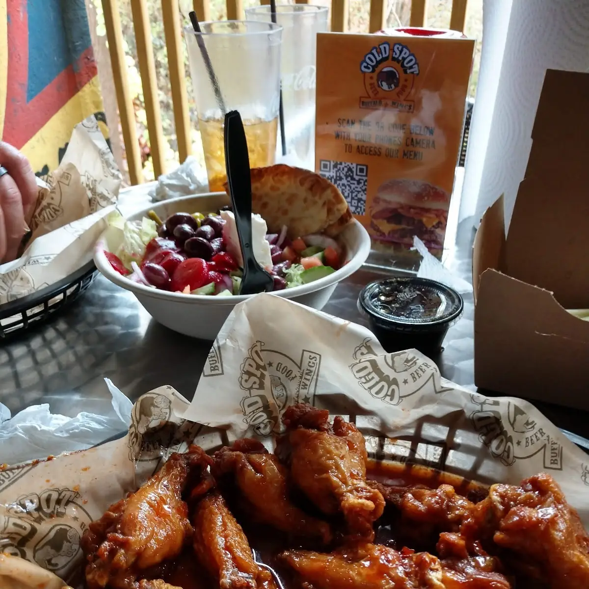 Chicken Wings and Salads