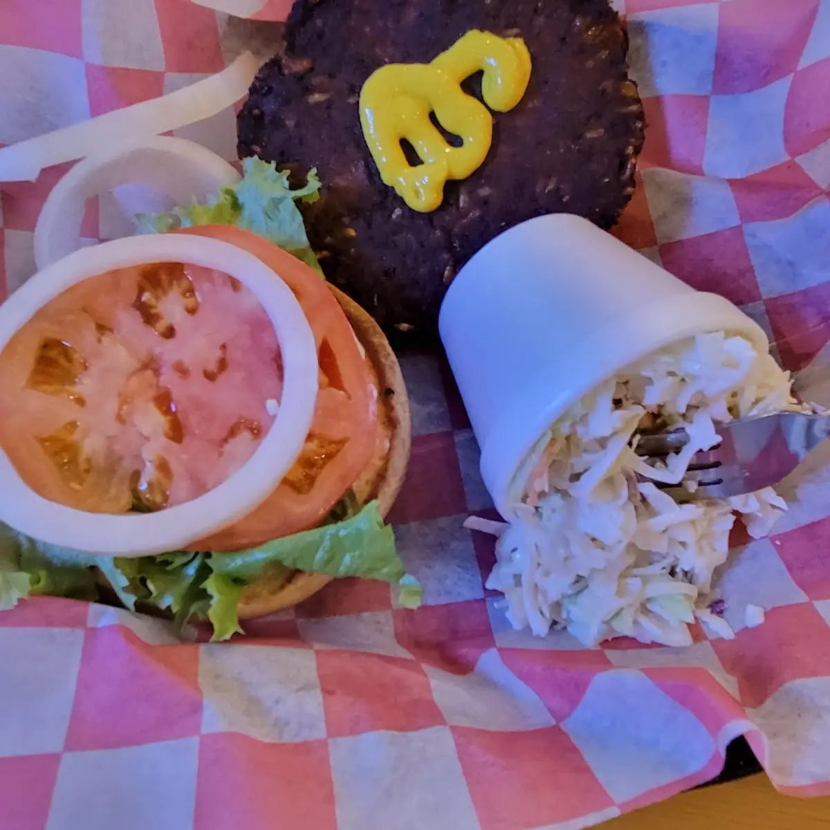 Black Bean Burger with Coleslaw