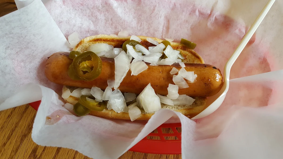 Hot Dog with Onions and Jalapenos