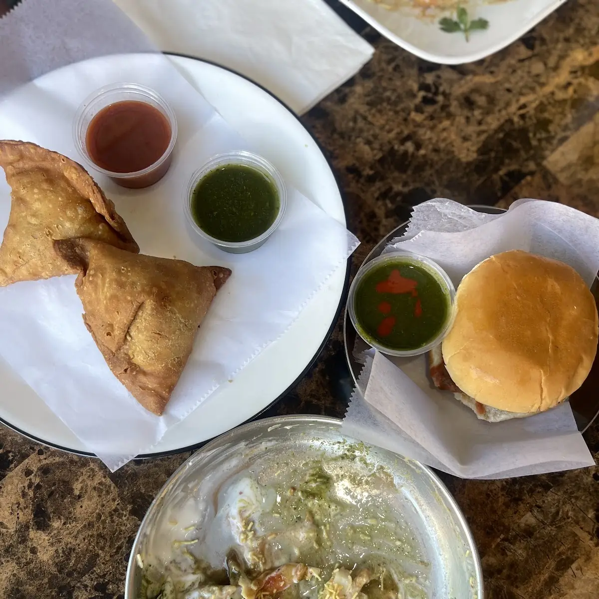 Samosa Vada Pav and Papri Chaat