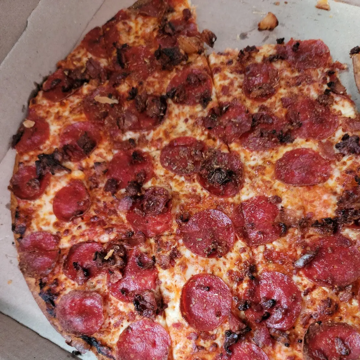 Bacon and Pepperoni Thin Crust Pizza