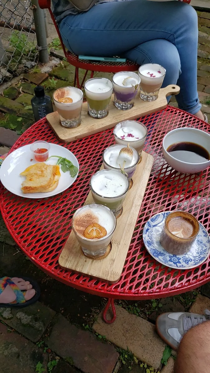 Grilled Cheese with Chili Honey Coffee Flight 2 Cortado