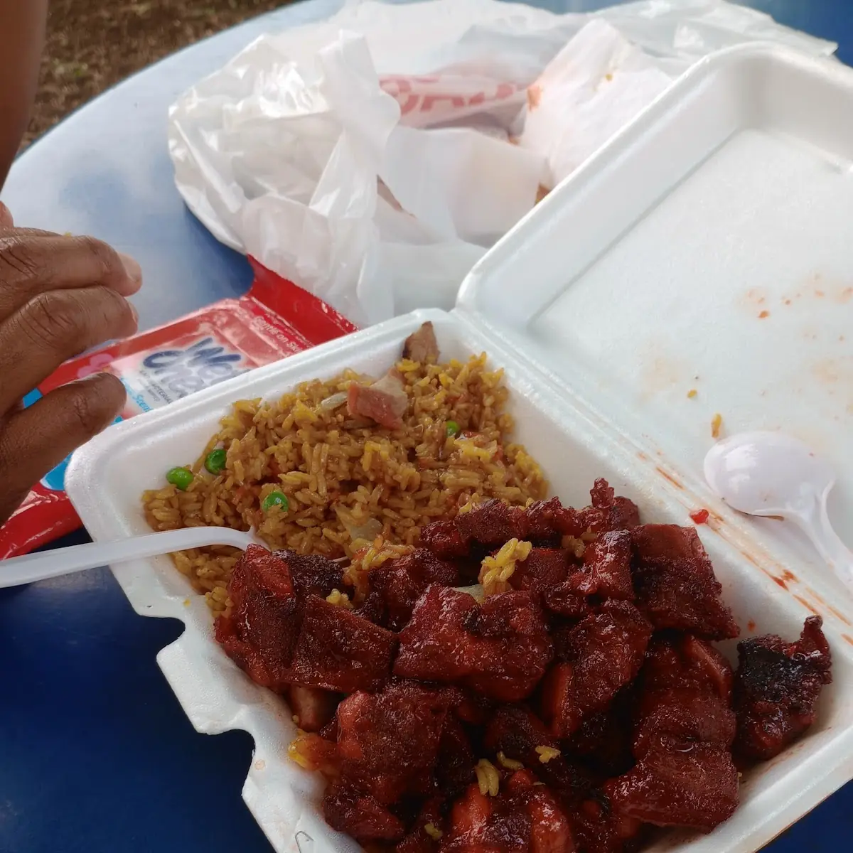 Spare Rib Tips in Pork Fried Rice