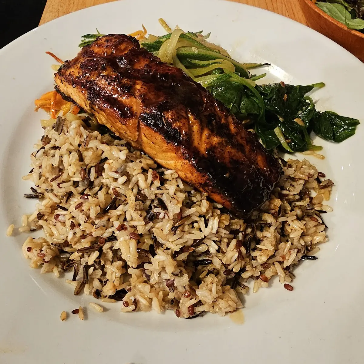Glazed Salmon over Rice Pilaf