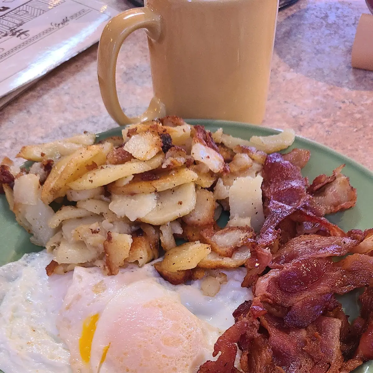 Scrambled Eggs and Toast with Breakfast Potatoes