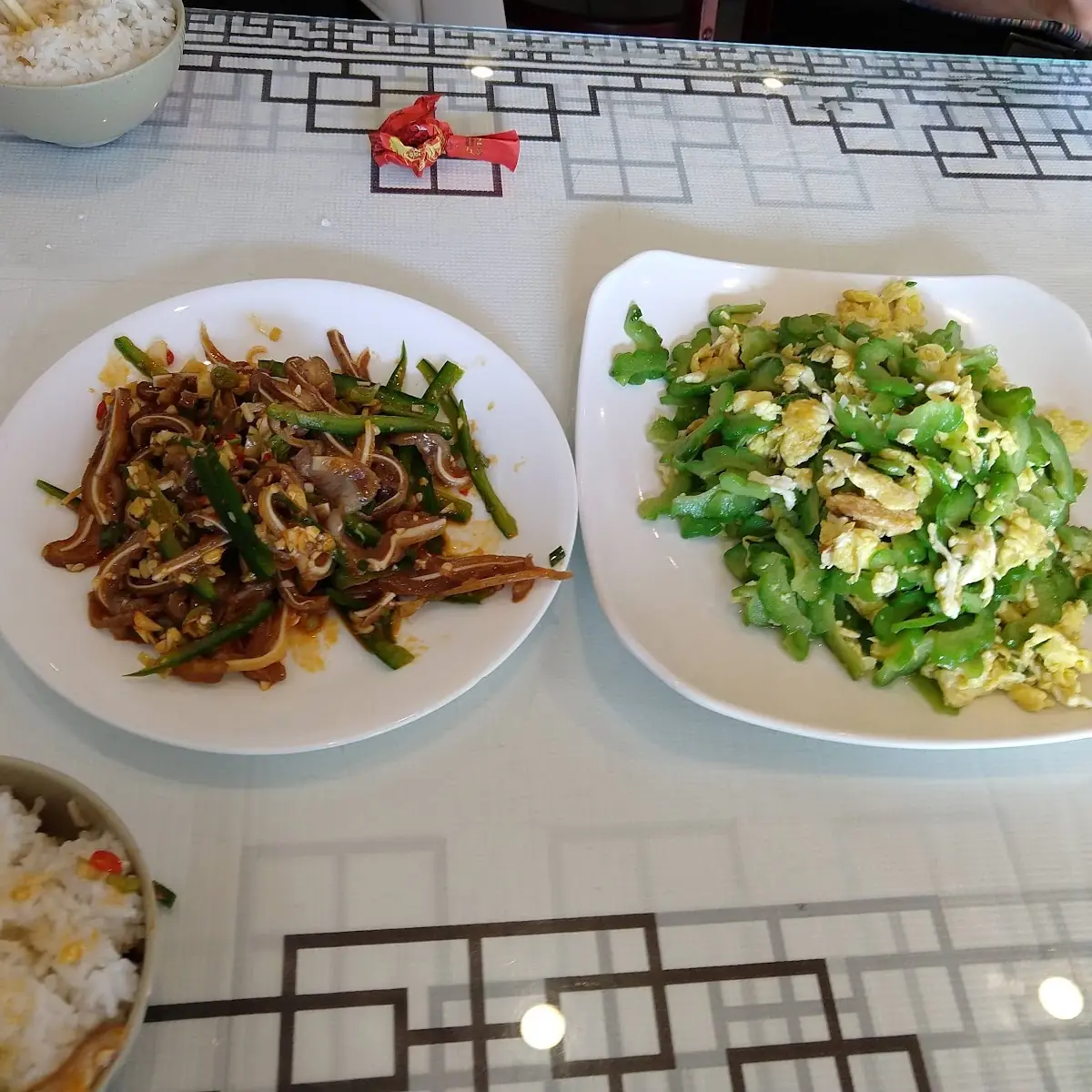 Left Pig Ear Salad Right Bitter Melon and Egg