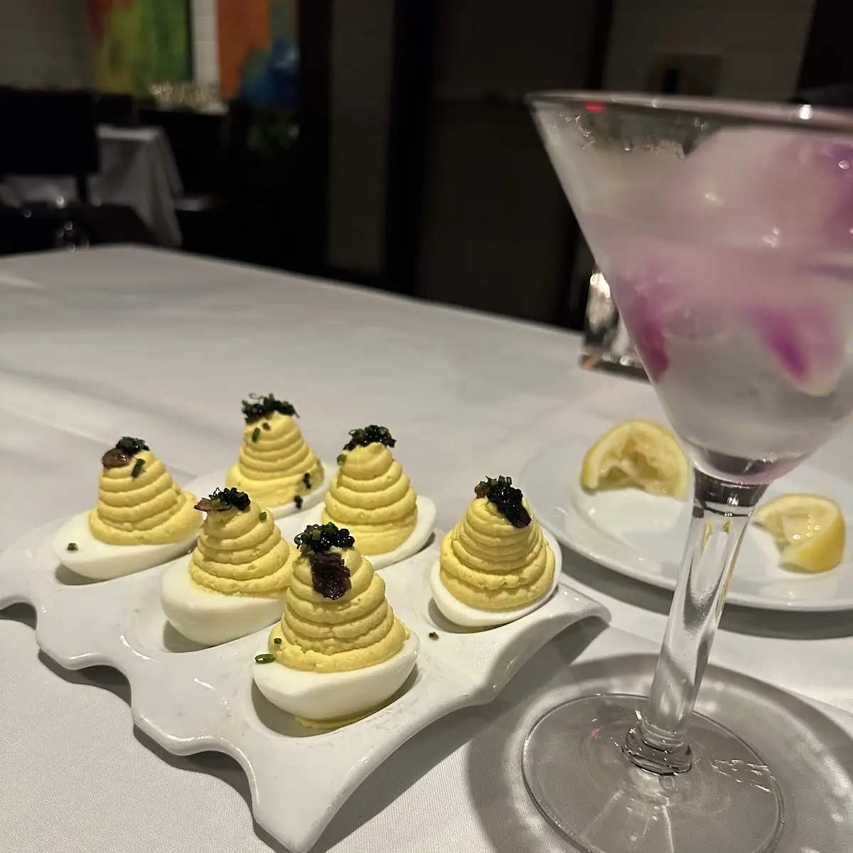 White Truffle Caviar Deviled Eggs