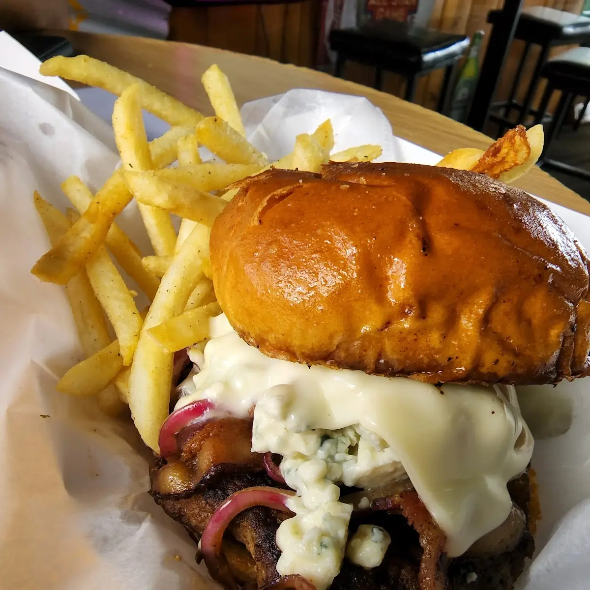 Bleu Cheese Bacon Swiss & Onions