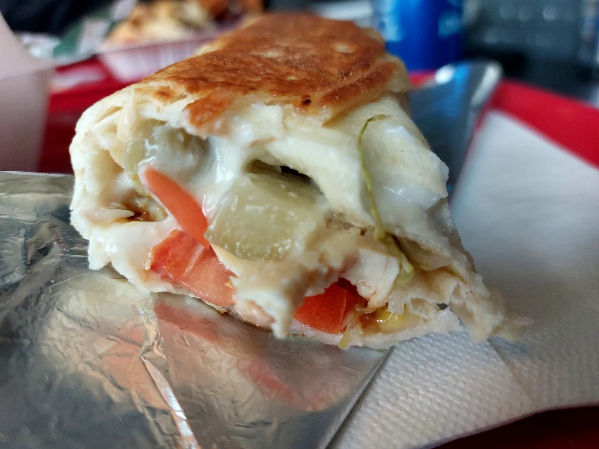 Inside Regular Chicken Shawarma Pita, Fattoush Mediterranean Grill