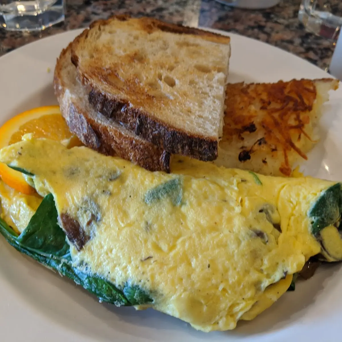 Omelette Hash Browns Toast