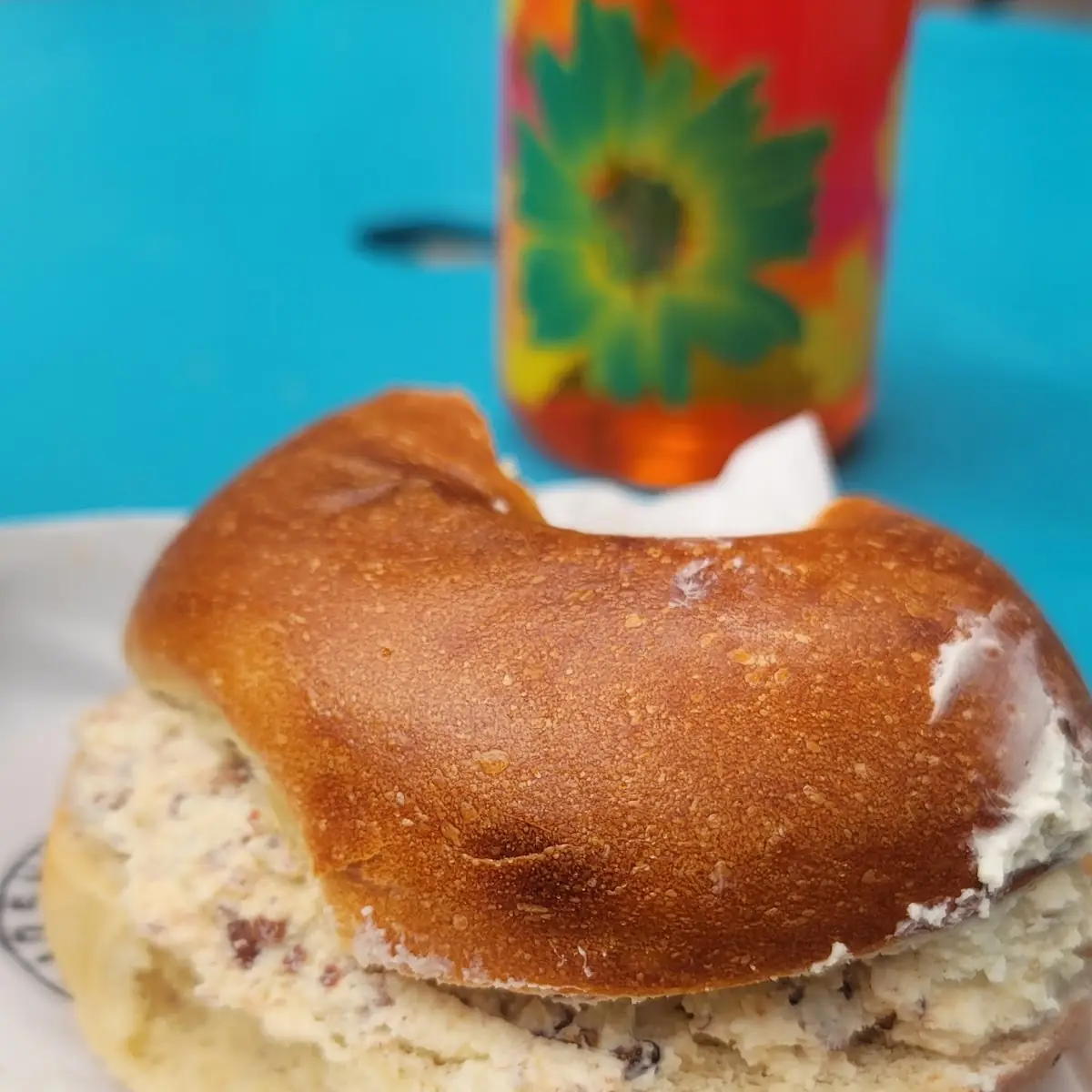 Plain Bagel with Honey Almond Schmear