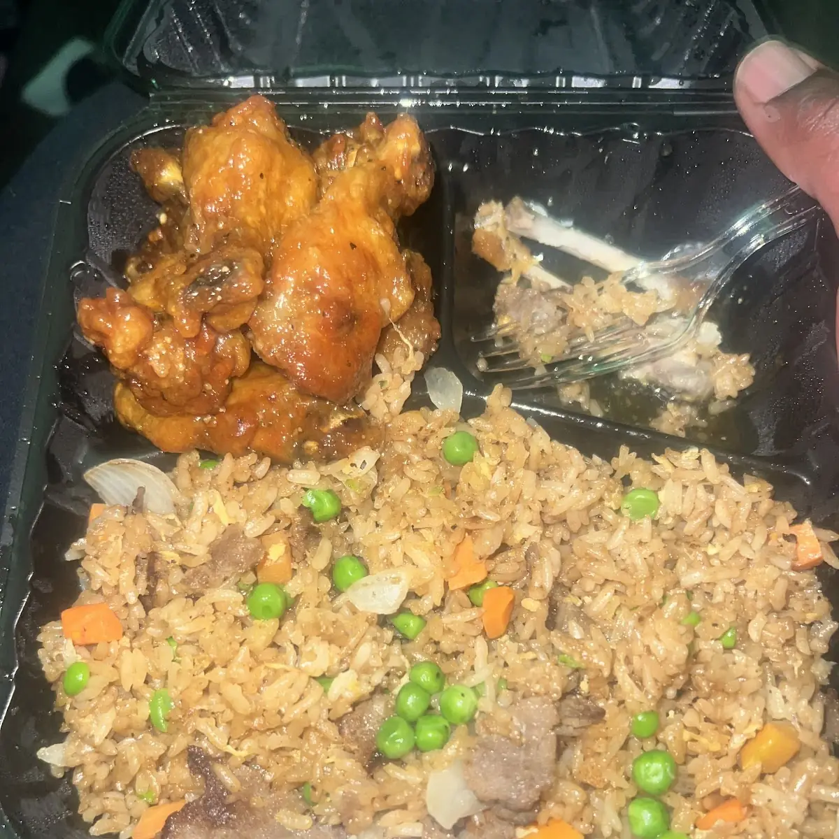 Beef Fried Rice & Honey Lemmon Pepper Wings
