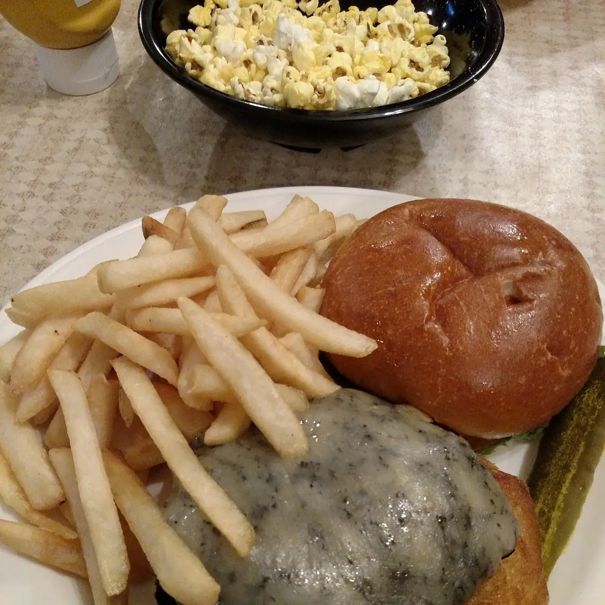 Caramelized Onion Burger and Fries