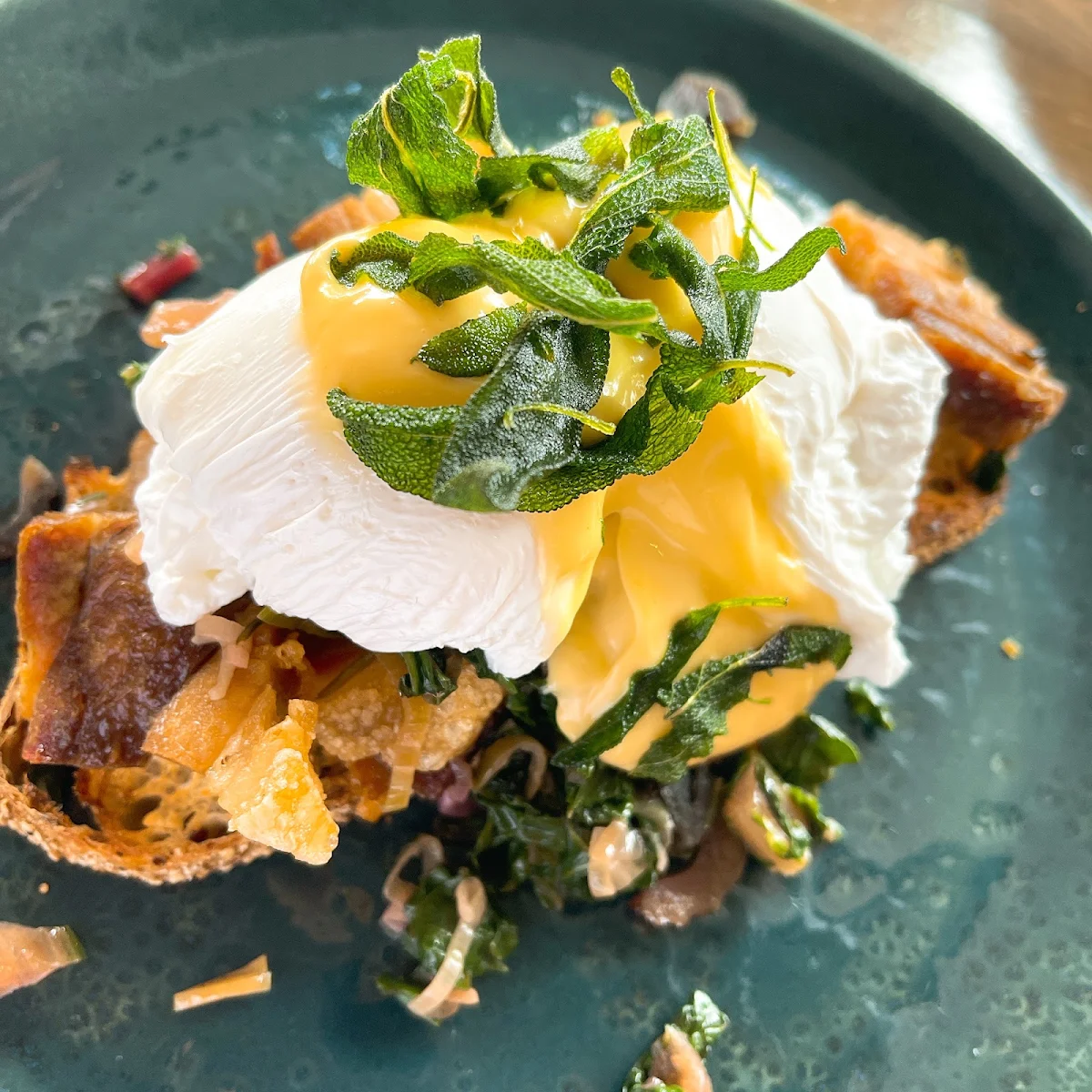 Kalette Pesto Eggs, Goodfields Eatery