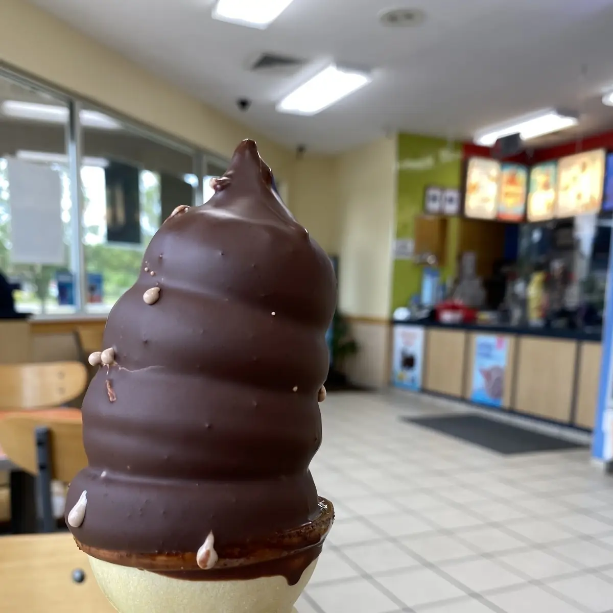 Medium Chocolate Ice Cream Cone Dipped in Chocolate Shell