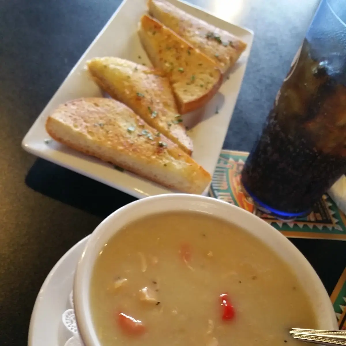 Chicken Bisque Soup and Garlic Bread Special Order