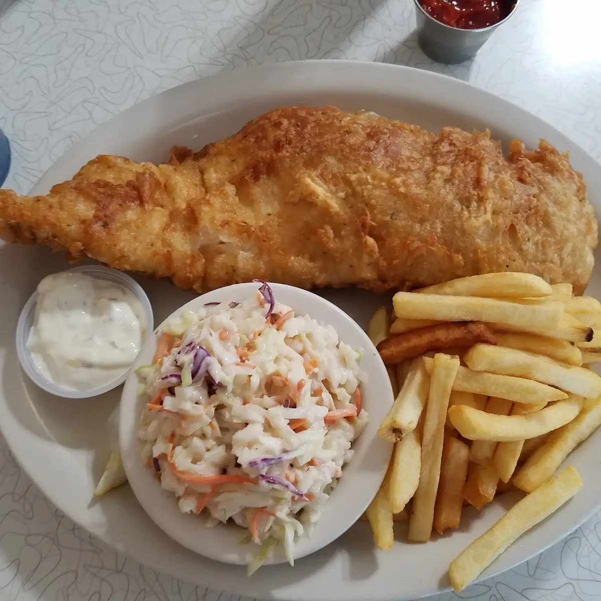Crispy Fried Fish and Coleslaw