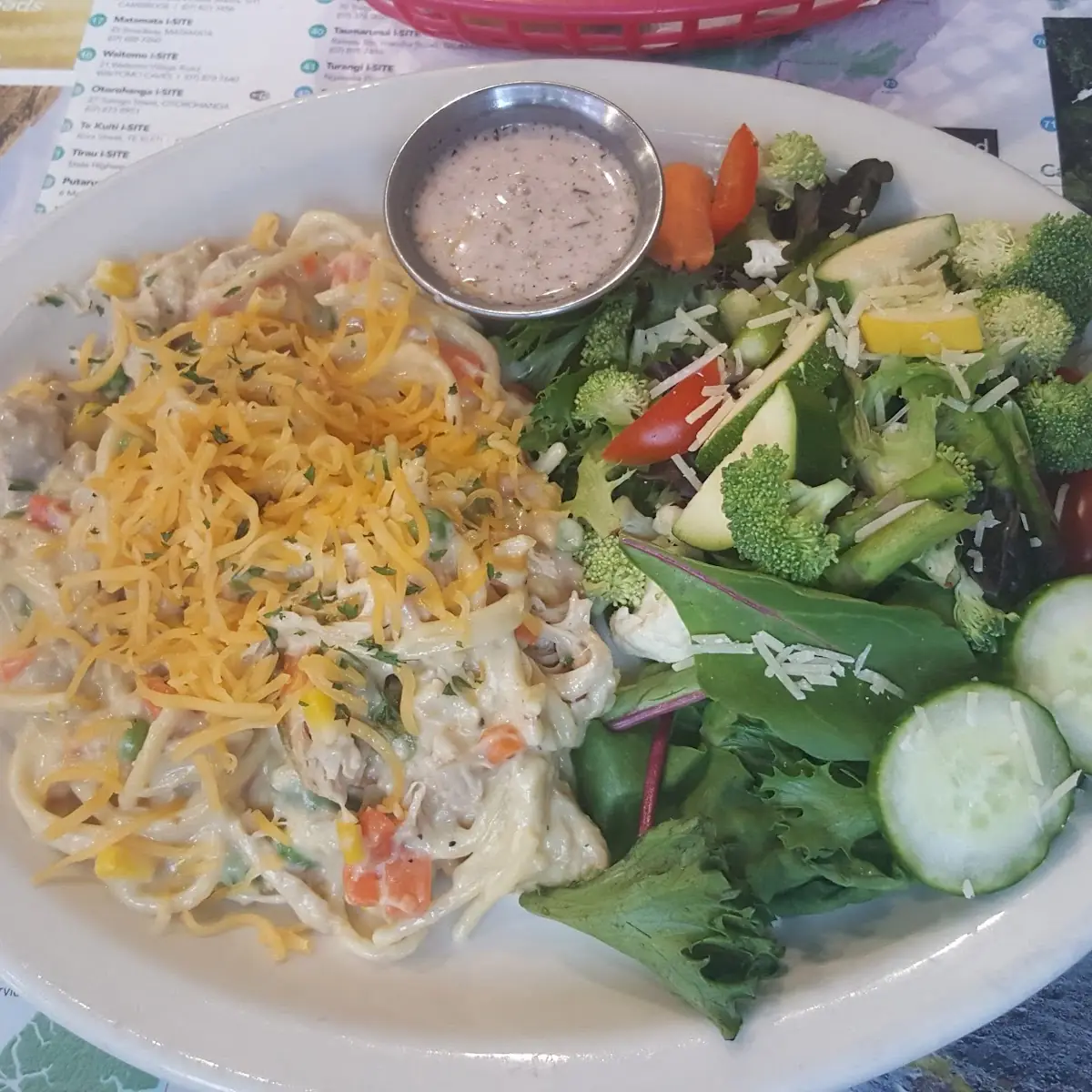 Spaghetti with a Side Salad